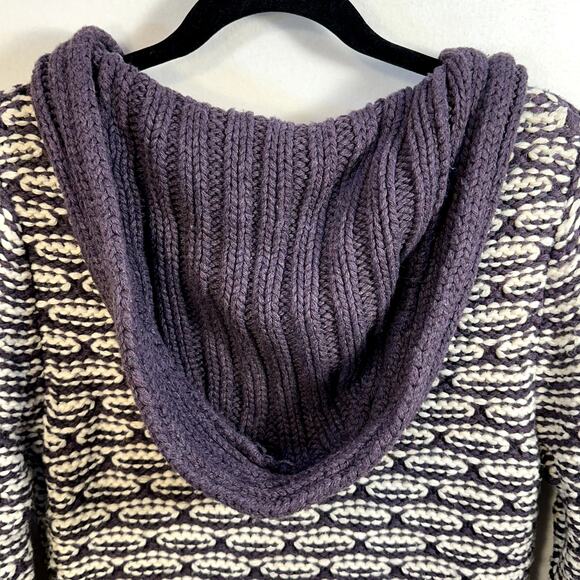 Old Navy Pullover Hooded Sweater Women L Chunky Knit Heavyweight V Neck Cozy Y2K - Picture 3 of 9